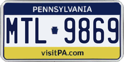 PA license plate MTL9869
