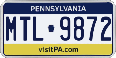 PA license plate MTL9872