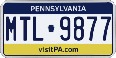 PA license plate MTL9877