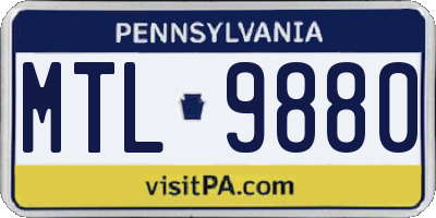 PA license plate MTL9880