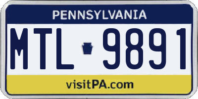 PA license plate MTL9891