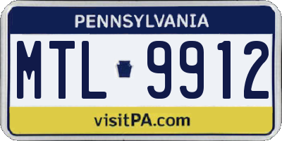 PA license plate MTL9912