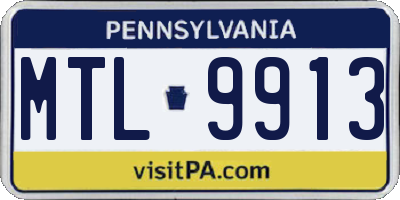 PA license plate MTL9913