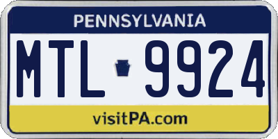 PA license plate MTL9924