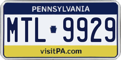 PA license plate MTL9929