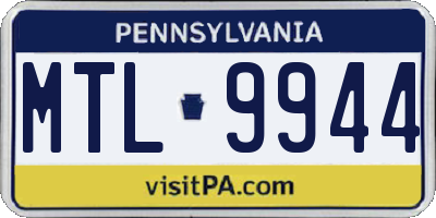PA license plate MTL9944