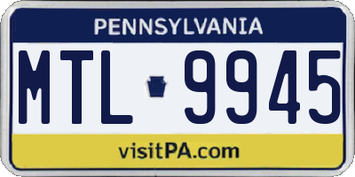 PA license plate MTL9945