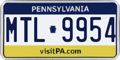 PA license plate MTL9954