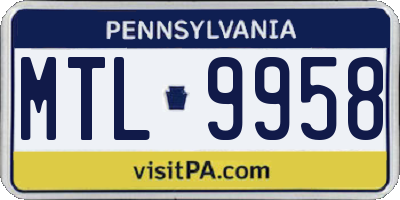 PA license plate MTL9958