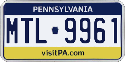 PA license plate MTL9961