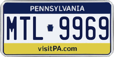 PA license plate MTL9969