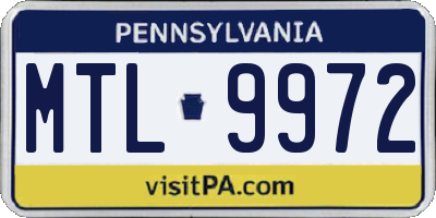 PA license plate MTL9972