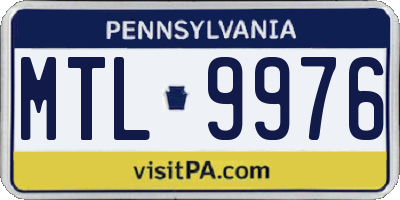 PA license plate MTL9976