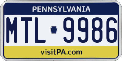 PA license plate MTL9986