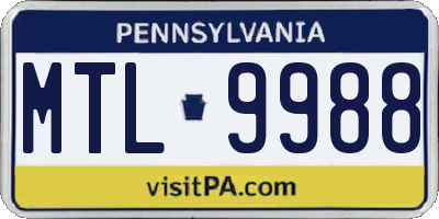 PA license plate MTL9988