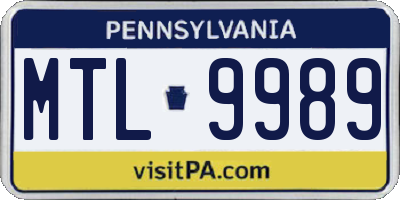 PA license plate MTL9989