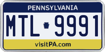 PA license plate MTL9991