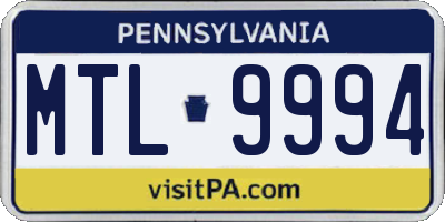 PA license plate MTL9994