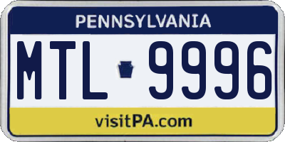 PA license plate MTL9996