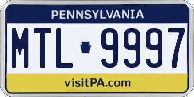 PA license plate MTL9997