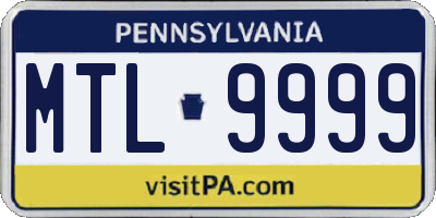 PA license plate MTL9999