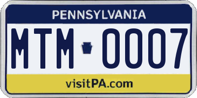 PA license plate MTM0007
