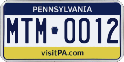 PA license plate MTM0012