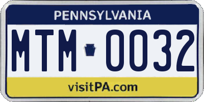 PA license plate MTM0032