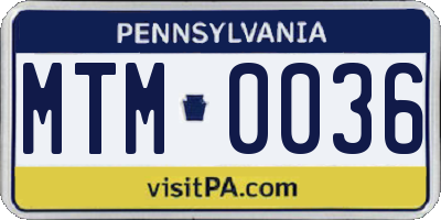 PA license plate MTM0036