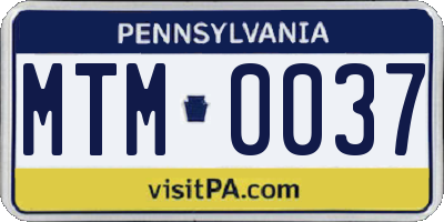 PA license plate MTM0037