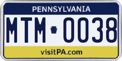 PA license plate MTM0038