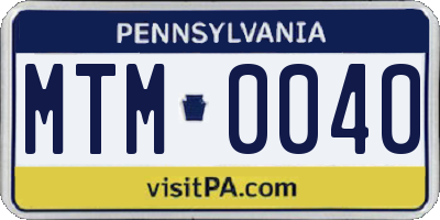 PA license plate MTM0040
