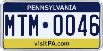 PA license plate MTM0046
