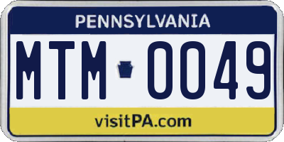 PA license plate MTM0049
