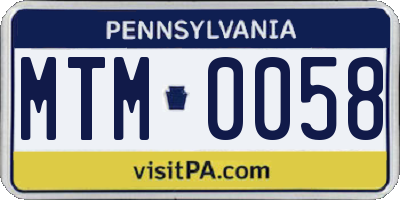 PA license plate MTM0058