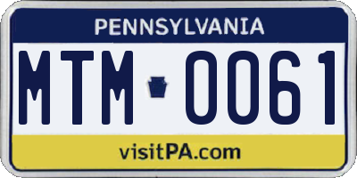 PA license plate MTM0061