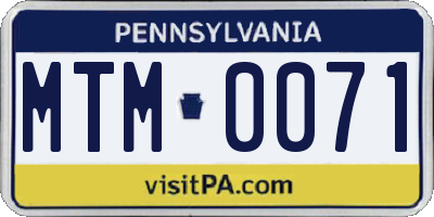 PA license plate MTM0071