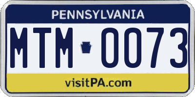 PA license plate MTM0073