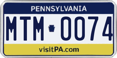 PA license plate MTM0074