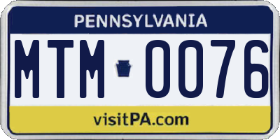 PA license plate MTM0076