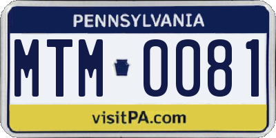 PA license plate MTM0081