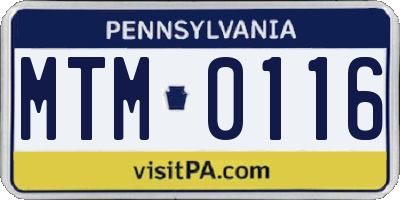 PA license plate MTM0116