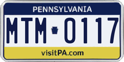 PA license plate MTM0117
