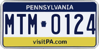 PA license plate MTM0124