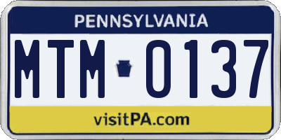 PA license plate MTM0137