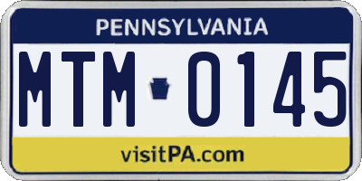 PA license plate MTM0145