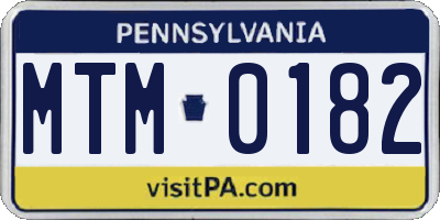PA license plate MTM0182