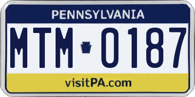 PA license plate MTM0187