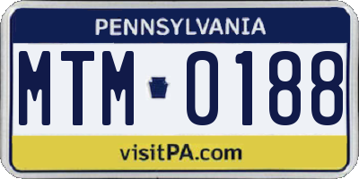 PA license plate MTM0188