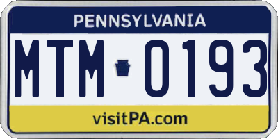 PA license plate MTM0193